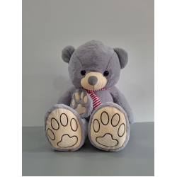 Плишано мече со шал 90 цм сиво